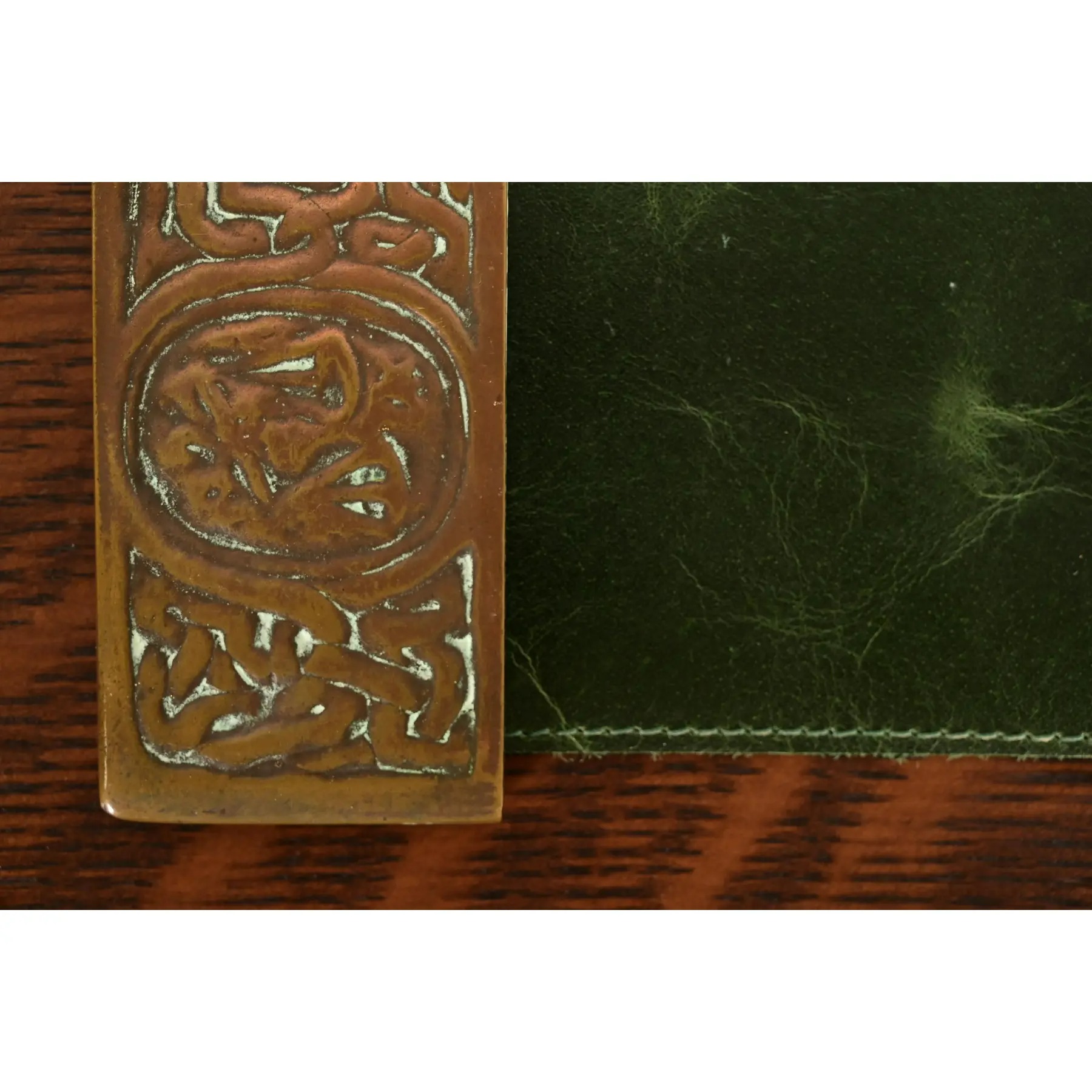 Tiffany Studios New York Zodiac Bronze Blotter Ends With Leather Desk Blotter - Image 7