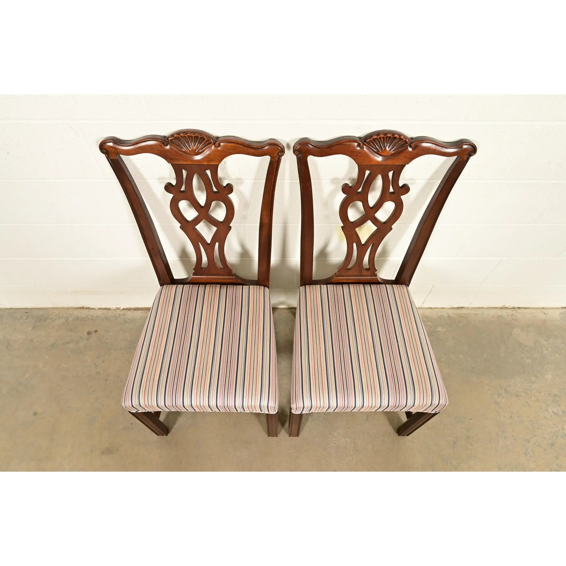 Drexel Heritage Georgian Carved Mahogany Side Chairs or Dining Chairs, Pair - Image 5
