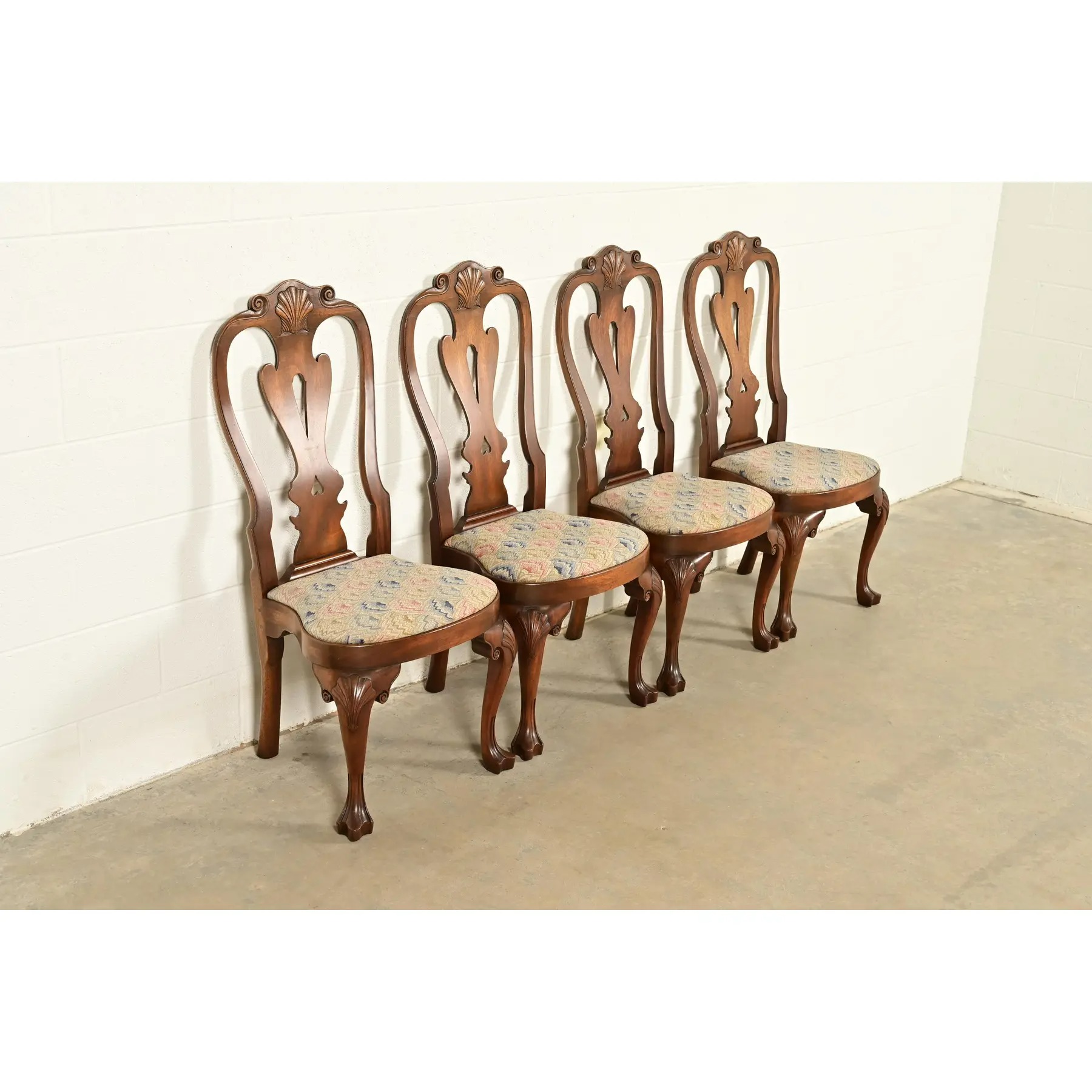 Kittinger Georgian Carved Mahogany Dining Chairs, Set of Four - Image 4