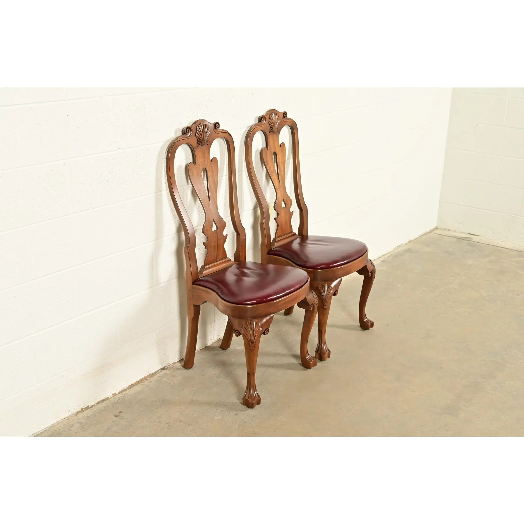 Kittinger Georgian Carved Mahogany Side Chairs or Dining Chairs, Pair - Image 2