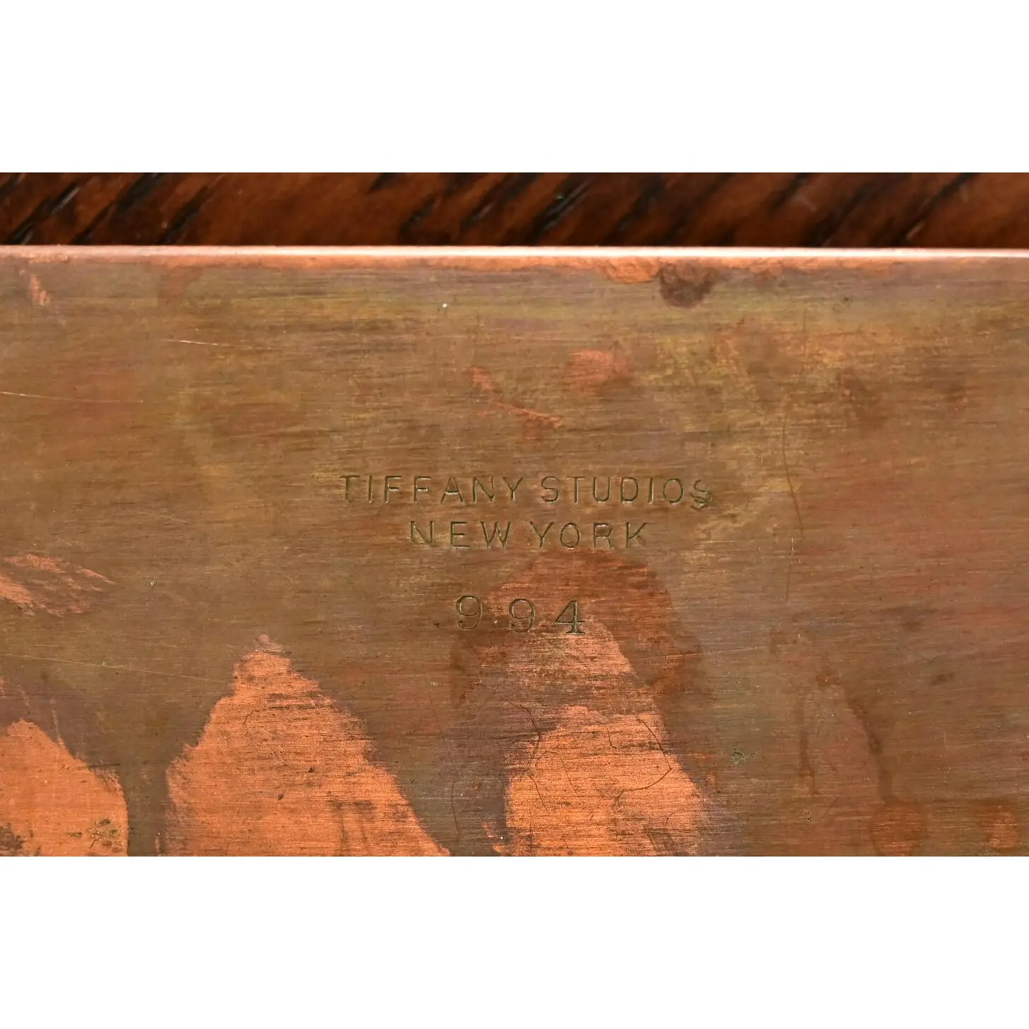 Tiffany Studios New York Zodiac Bronze Blotter Ends With Leather Desk Blotter - Image 11