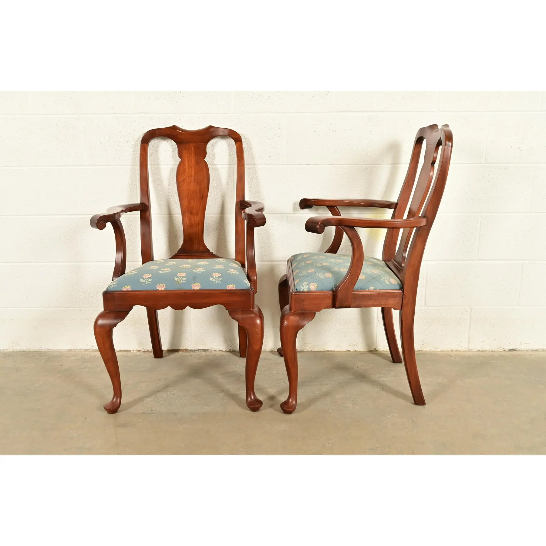Henkel Harris Queen Anne Solid Cherry Wood Dining Chairs, Set of Ten - Image 11