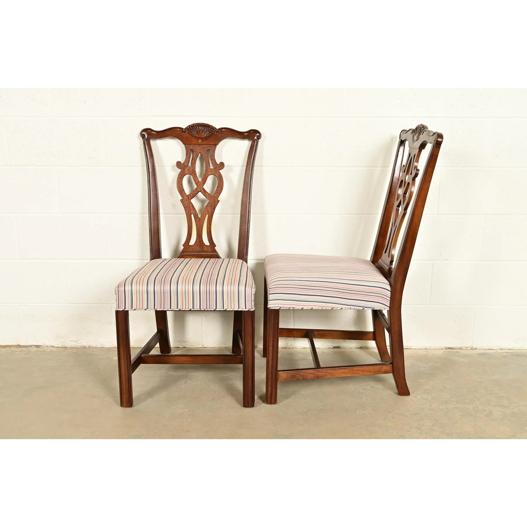 Drexel Heritage Georgian Carved Mahogany Side Chairs or Dining Chairs, Pair - Image 11