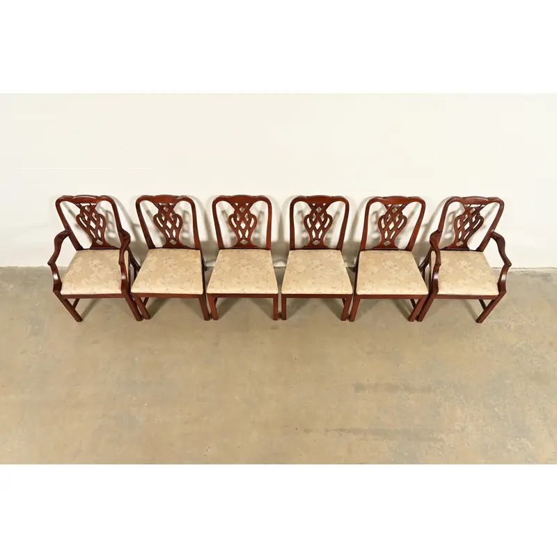 Baker Furniture Georgian Carved Mahogany Dining Chairs, Set of Six - Image 5