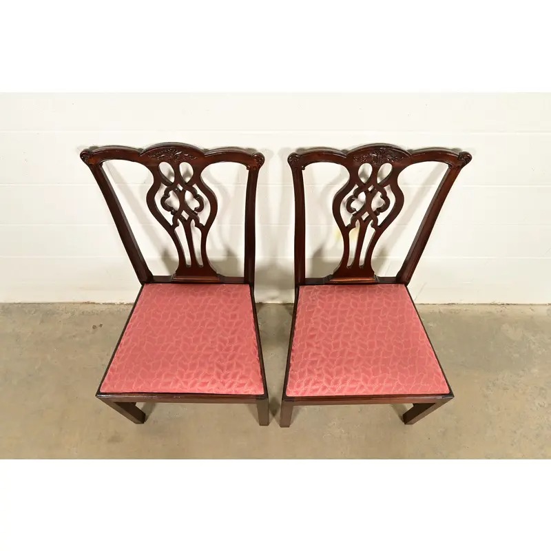Stickley Georgian Carved Mahogany Side Chairs or Dining Chairs, Pair - Image 5