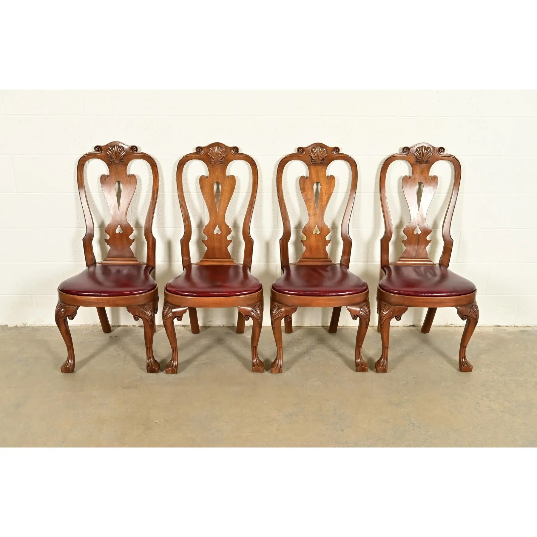 Kittinger Georgian Carved Mahogany Dining Chairs, Set of Four