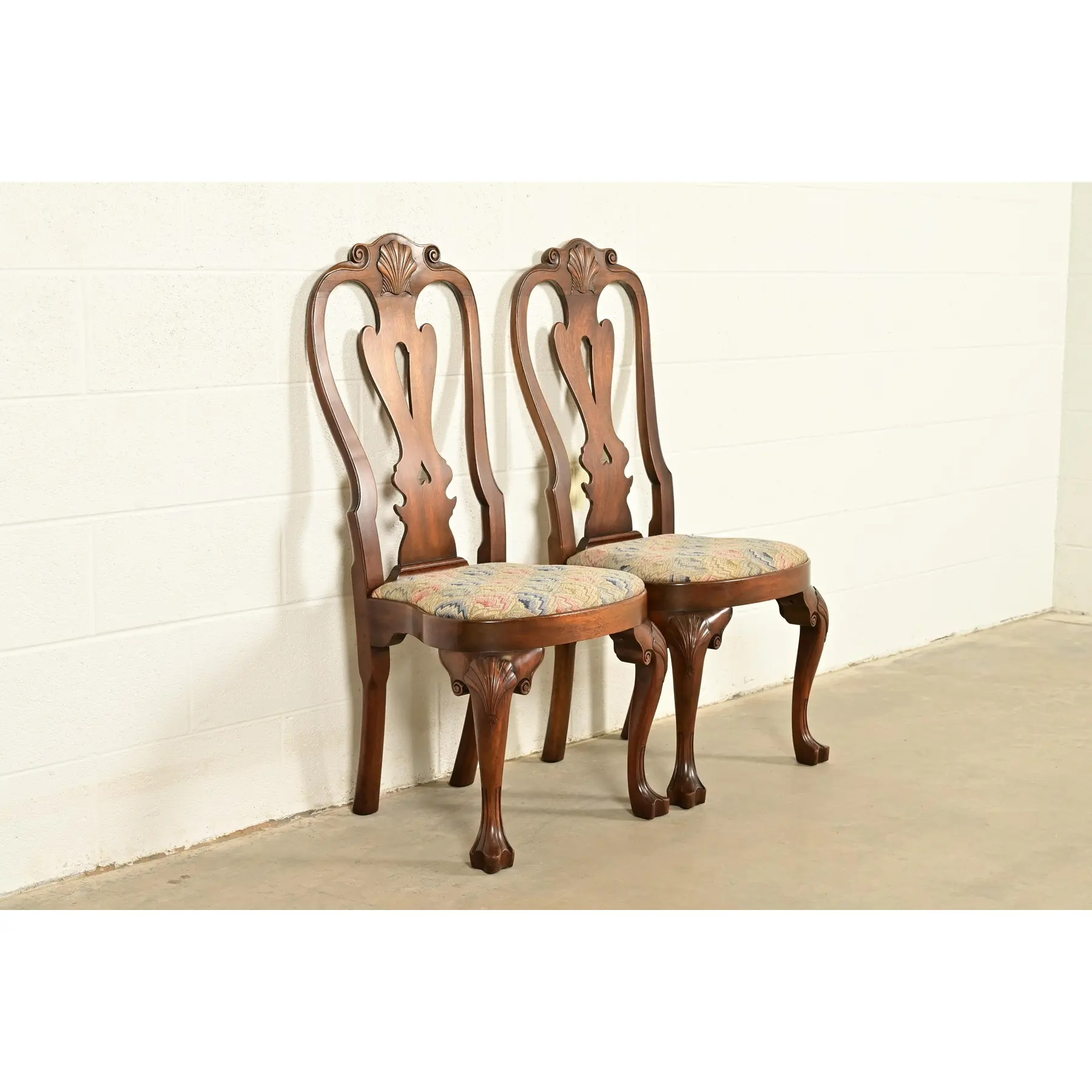 Kittinger Georgian Carved Mahogany Side Chairs or Dining Chairs, Pair - Image 5