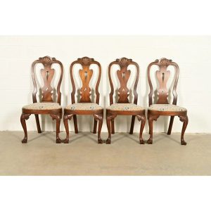 Kittinger Georgian Carved Mahogany Dining Chairs, Set of Four