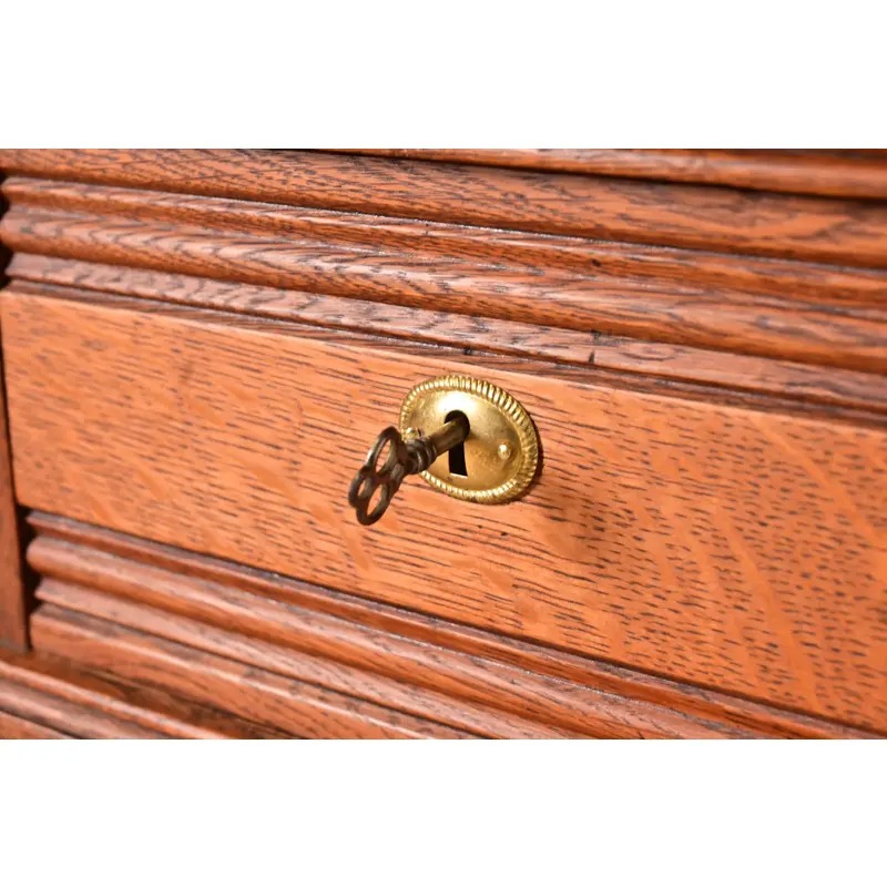 Antique Victorian Carved Oak Marble Top Sideboard Buffet or Bar Cabinet, Circa 1890s - Image 6