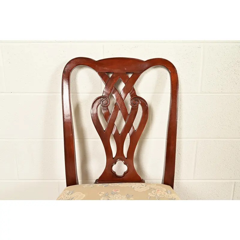Baker Furniture Georgian Carved Mahogany Dining Chairs, Set of Six - Image 6