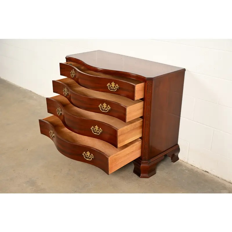 Baker Furniture Historic Charleston Chippendale Carved Mahogany Serpentine Front Dresser Chest - Image 6