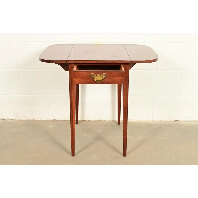 Henkel Harris Georgian Solid Cherry Wood Drop Leaf Pembroke Side Table - Image 6