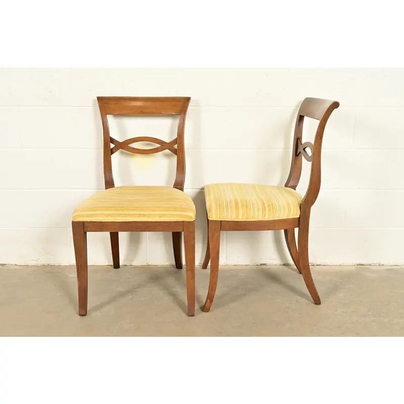 Kindel Furniture Style Regency Carved Walnut Dining Chairs, Set of Six - Image 6
