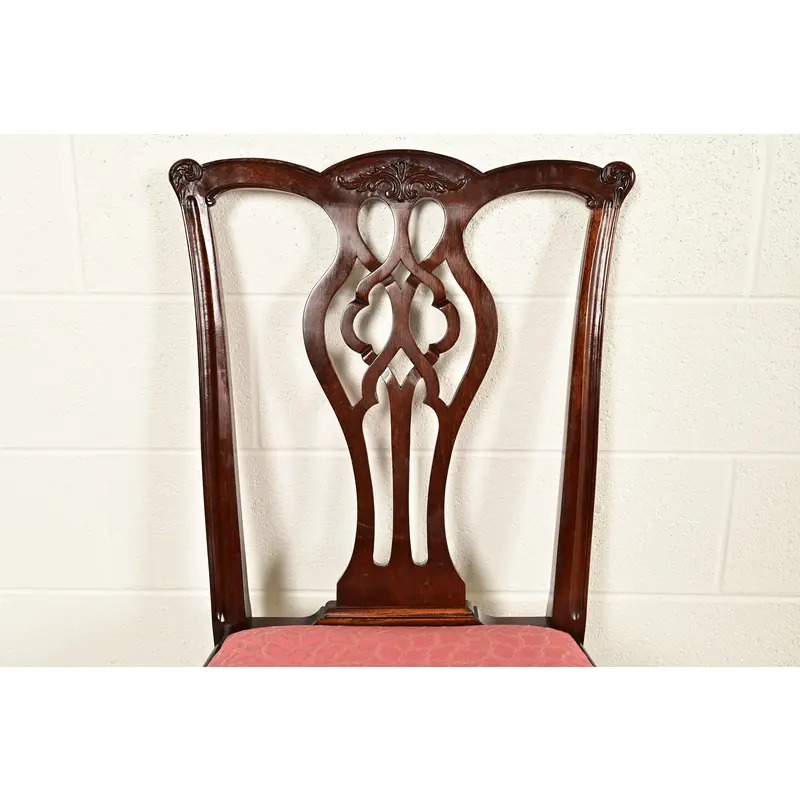 Stickley Georgian Carved Mahogany Side Chairs or Dining Chairs, Pair - Image 6