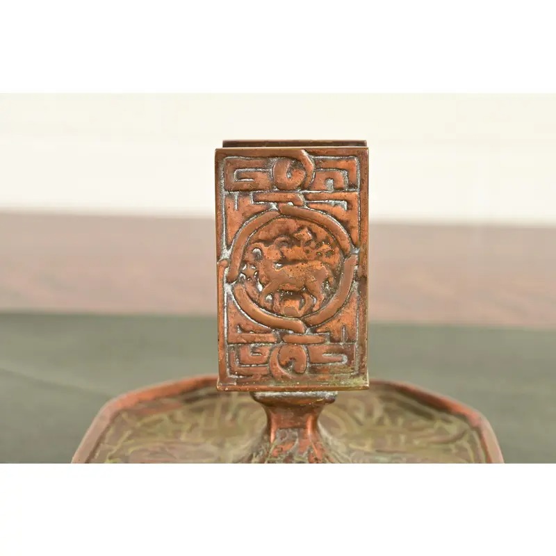 Tiffany Studios New York Zodiac Pattern Bronze Match Box Holder - Image 6