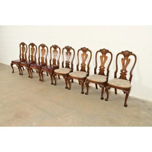 Kittinger Georgian Carved Mahogany Dining Chairs, Set of Eight