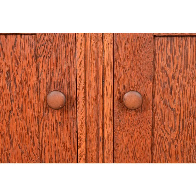 Antique Victorian Carved Oak Marble Top Sideboard Buffet or Bar Cabinet, Circa 1890s - Image 7
