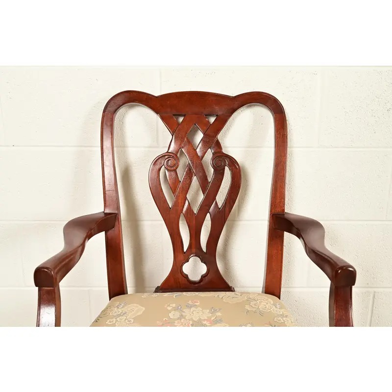 Baker Furniture Georgian Carved Mahogany Dining Chairs, Set of Six - Image 7