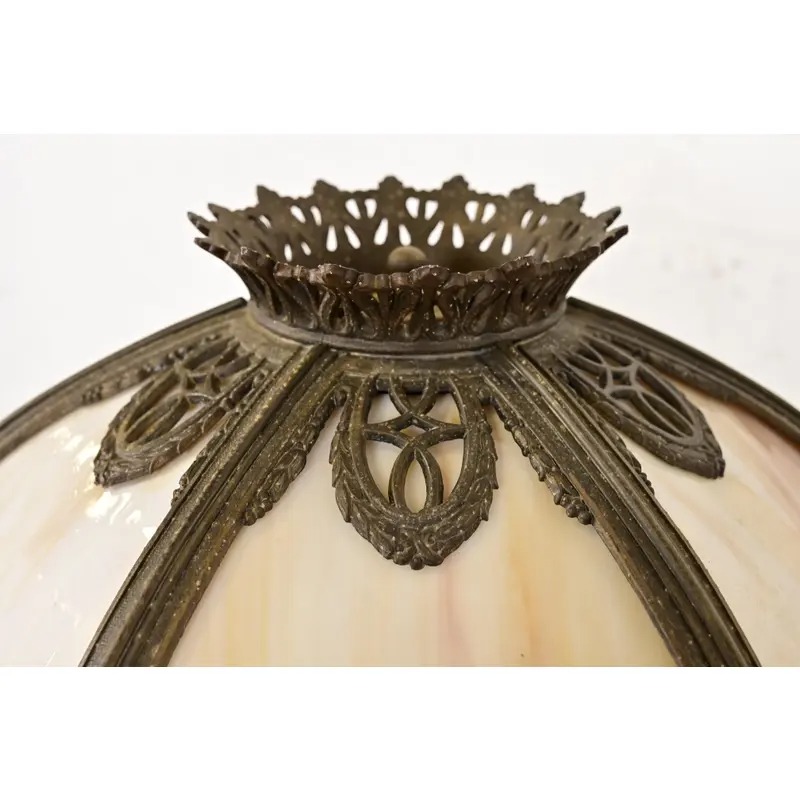 Bradley & Hubbard Antique Art Nouveau Slag Glass Table Lamp, Circa 1910 - Image 7