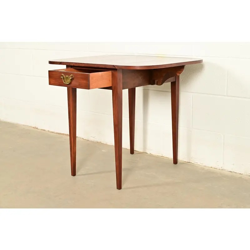 Henkel Harris Georgian Solid Cherry Wood Drop Leaf Pembroke Side Table - Image 7