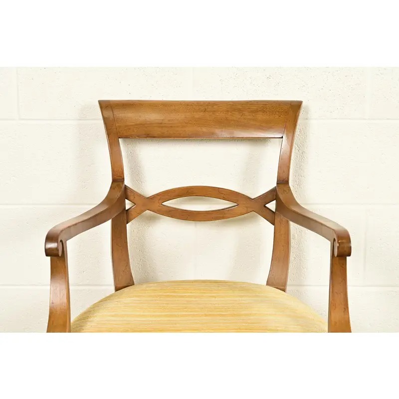 Kindel Furniture Style Regency Carved Walnut Dining Chairs, Set of Six - Image 7