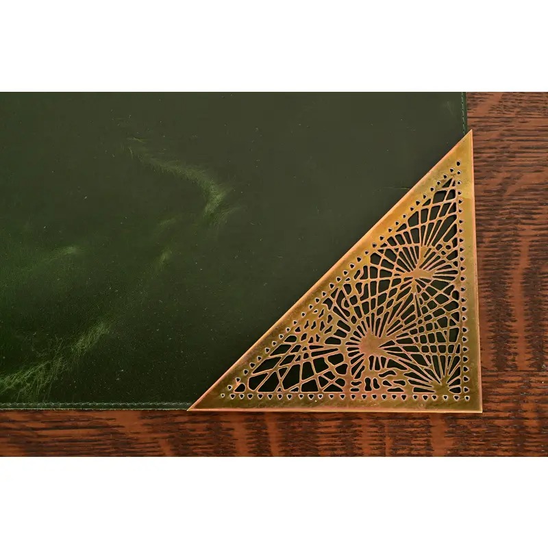 Tiffany Studios New York Pine Needle Bronze Blotter Corners With Leather Desk Blotter - Image 7