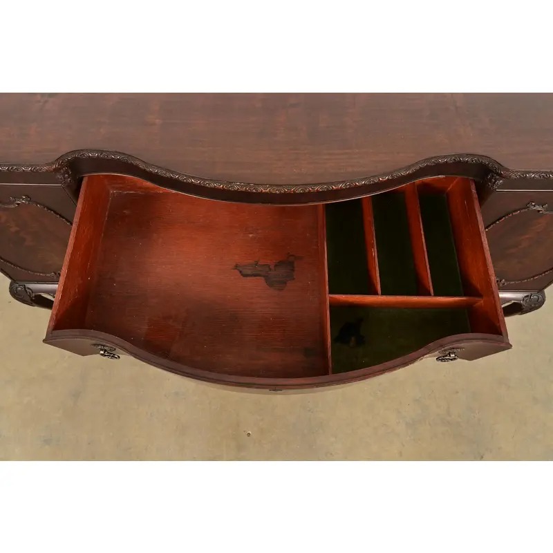 Romweber Antique Chippendale Flame Mahogany Serpentine Front Sideboard Credenza, Circa 1920s - Image 8