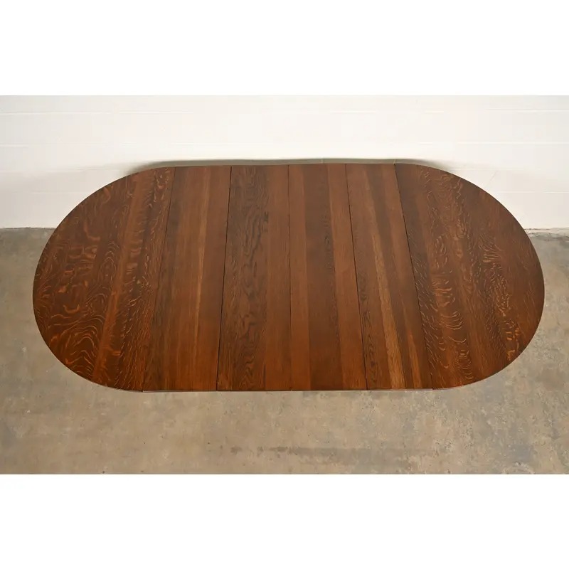 Stickley Brothers Antique Mission Oak Arts & Crafts Barley Twist Extension Dining Table, Newly Refinished - Image 8