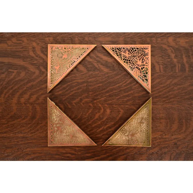 Tiffany Studios New York Pine Needle Bronze Blotter Corners With Leather Desk Blotter - Image 8