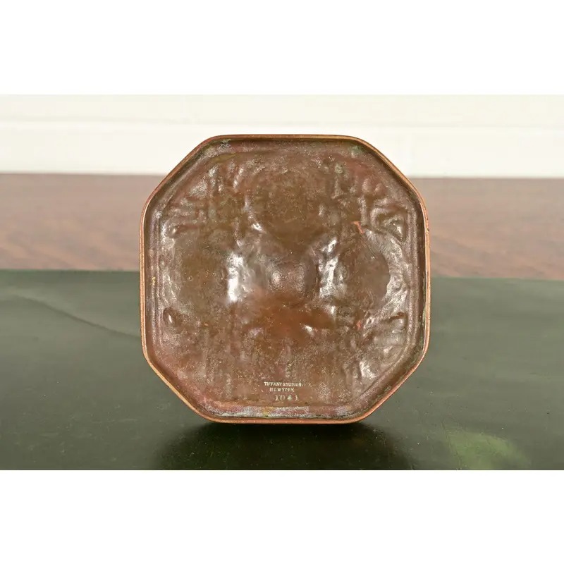 Tiffany Studios New York Zodiac Pattern Bronze Match Box Holder - Image 8