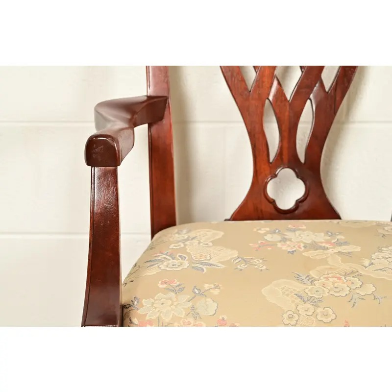 Baker Furniture Georgian Carved Mahogany Dining Chairs, Set of Six - Image 9