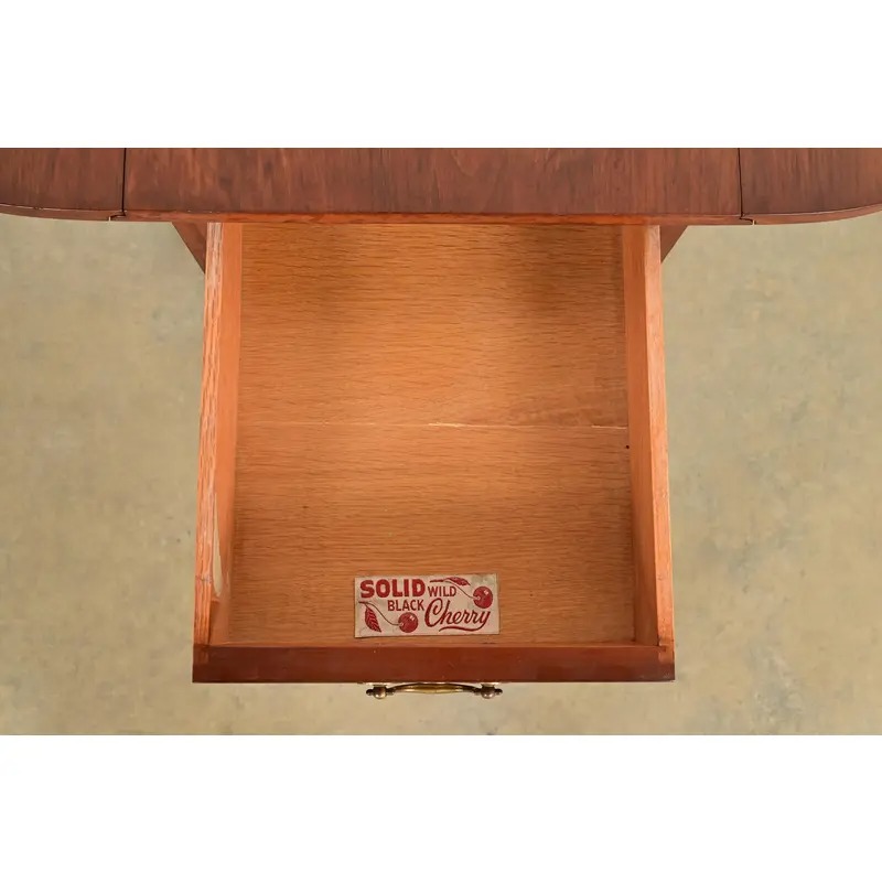 Henkel Harris Georgian Solid Cherry Wood Drop Leaf Pembroke Side Table - Image 9