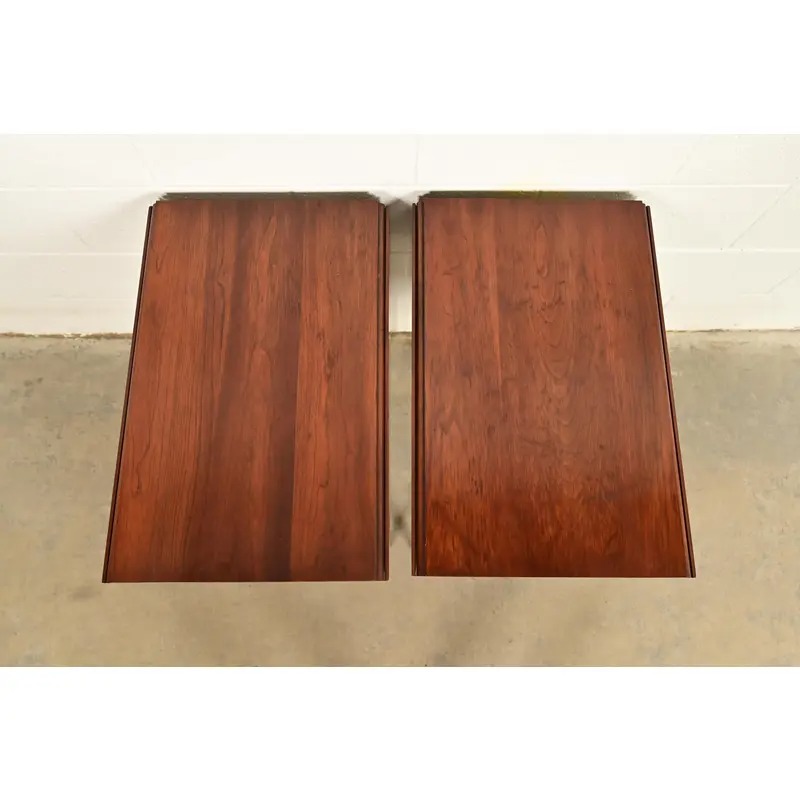 Henkel Harris Georgian Solid Cherry Wood Drop Leaf Pembroke Side Tables, Pair - Image 9