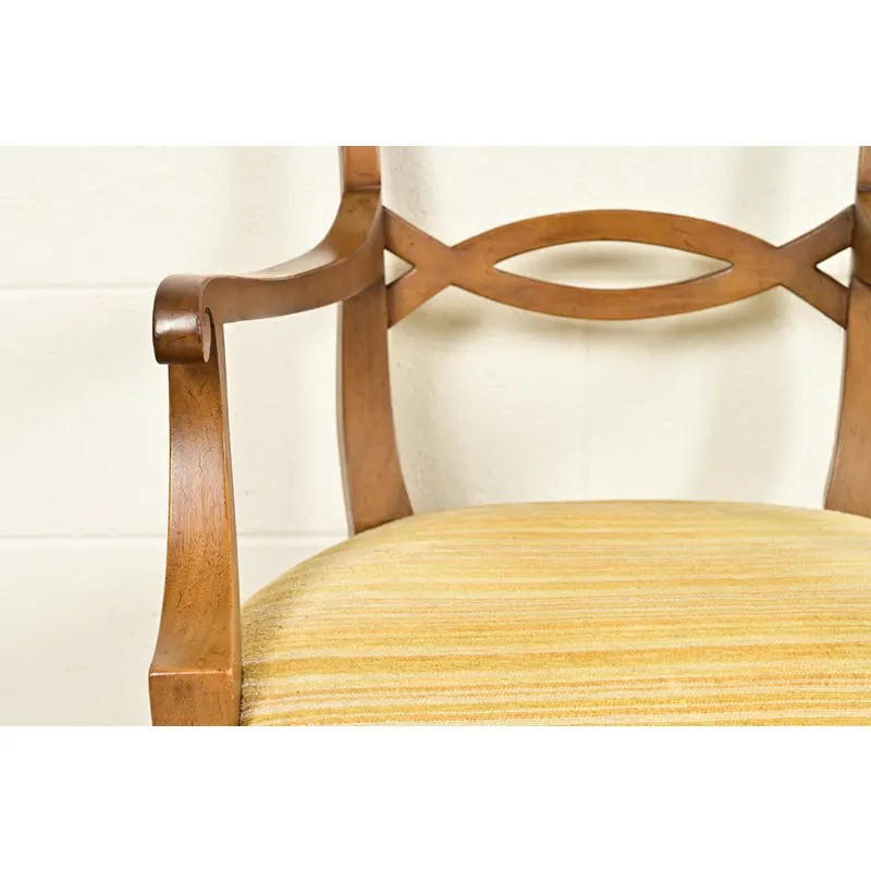 Kindel Furniture Style Regency Carved Walnut Dining Chairs, Set of Six - Image 9
