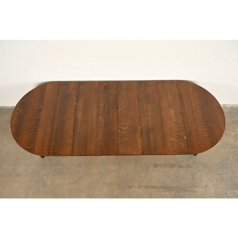 Limbert Antique Mission Oak Arts & Crafts Five-Leg Extension Dining Table, Newly Refinished - Image 9