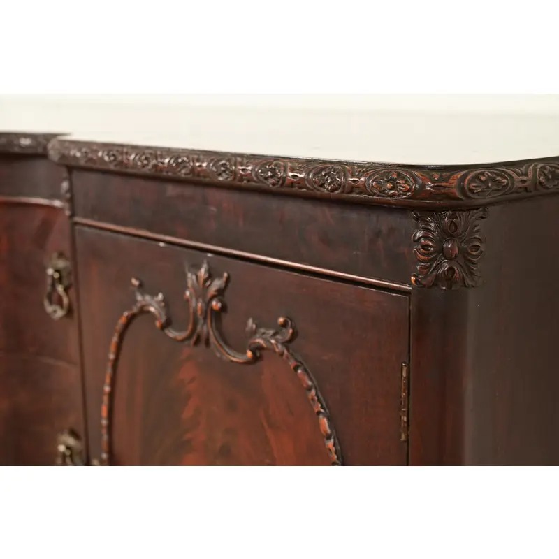 Romweber Antique Chippendale Flame Mahogany Serpentine Front Sideboard Credenza, Circa 1920s - Image 9