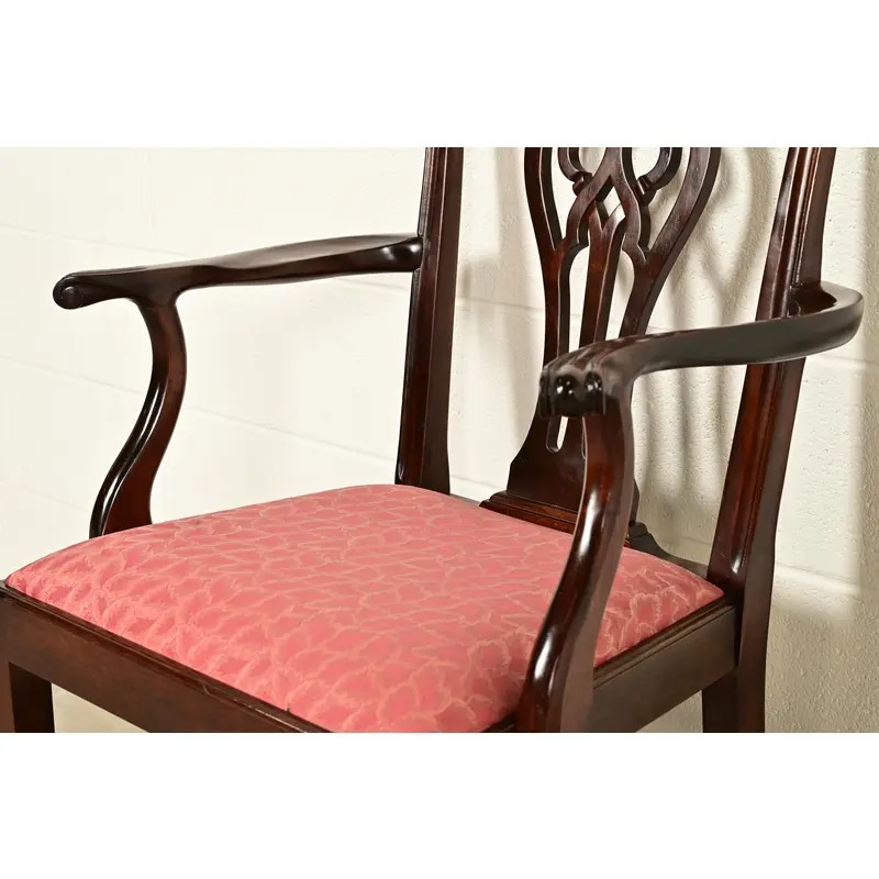 Stickley Georgian Carved Mahogany Armchairs, Pair - Image 9