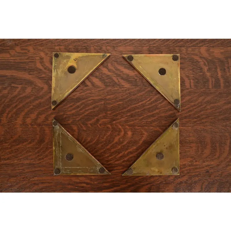 Tiffany Studios New York Pine Needle Bronze Blotter Corners With Leather Desk Blotter - Image 9