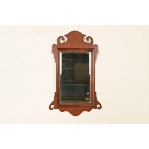 1980s Baker Furniture Style Chippendale Carved Mahogany Wall Mirror