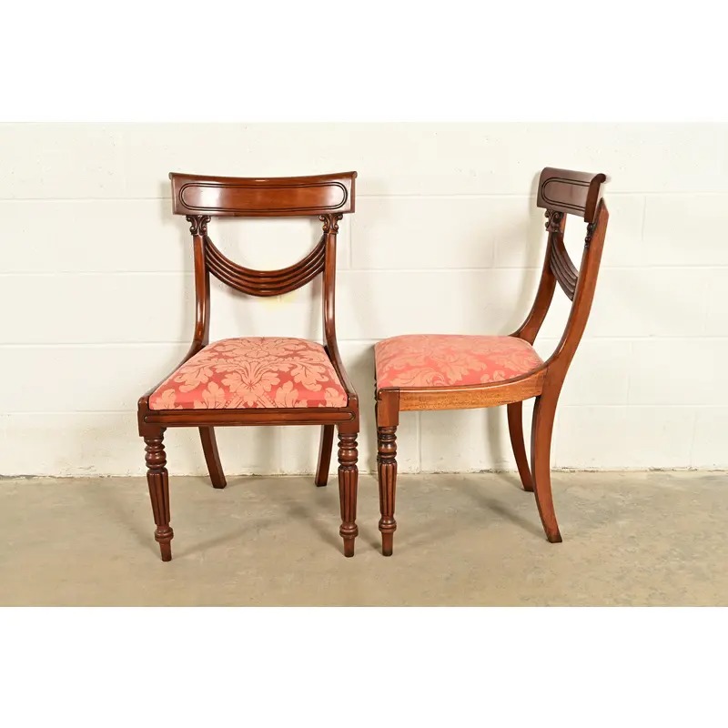 Baker Furniture Style English Regency Carved Mahogany Side Chairs or Dining Chairs, Pair - Image 10