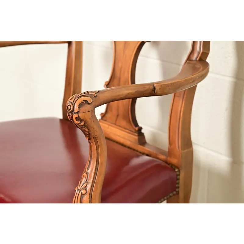 Berkey & Gay Antique Georgian Burled Walnut Armchairs, Pair - Image 10