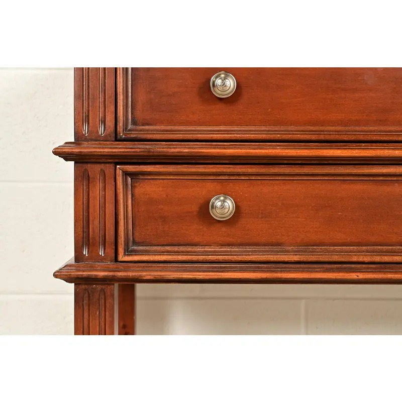 Drexel Heritage French Regency Louis XVI Carved Mahogany and Cane Console Tables or Servers, Pair - Image 10