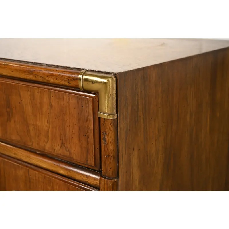 Drexel Heritage Mid-Century Modern Hollywood Regency Campaign Walnut Nightstand, 1970s - Image 9