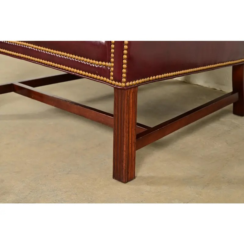 Hancock & Moore Chippendale Wingback Leather Lounge Chair - Image 10