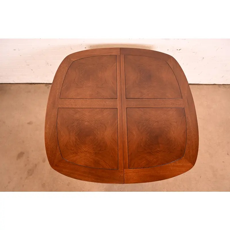 Henredon Mid-Century Modern Hollywood Regency Chinoiserie Walnut and Burl Wood Extension Dining Table | Newly Refinished - Image 10