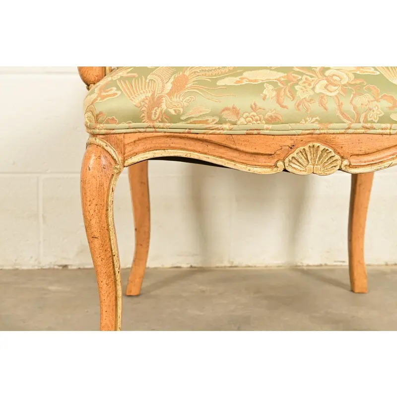 John Stuart French Provincial Louis XV Carved Oak and Cane Back Dining Chairs, Set of Six - Image 10