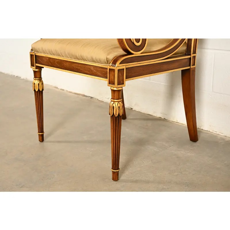 Karges French Regency Louis XVI Carved Walnut and Gold Gilt Dining Chairs | Set of Twelve - Image 10