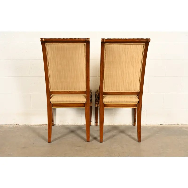 Karges French Regency Louis XVI Carved Walnut and Gold Gilt Side Chairs or Dining Chairs | Pair - Image 10
