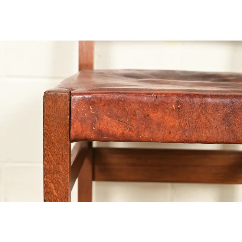 L. & J. G. Stickley Antique Mission Oak Arts & Crafts Ladder Back Side Chairs or Dining Chairs | Pair - Image 10