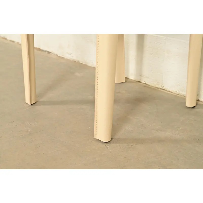 Mario Bellini Style Italian Modern Cream Leather Wrapped High Back Side Chairs or Dining Chairs, Pair - Image 10